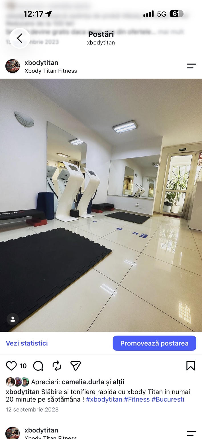 Interiorul real al studioului XBody Titan Fitness din Sector 3